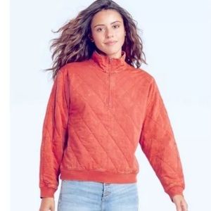 🧡Universal Thread Quilted Quarter Zip in Rust🧡